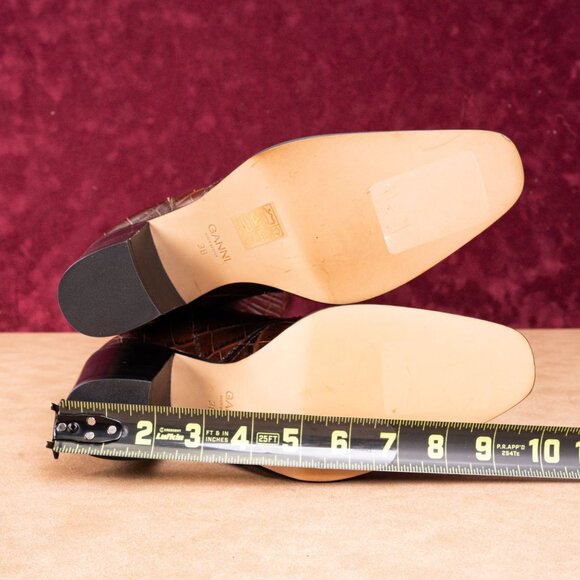 Ganni Women Croc Print Brown Leather Western Tall Fashion Boots sz 7.5US EUR38 - Picture 9 of 10